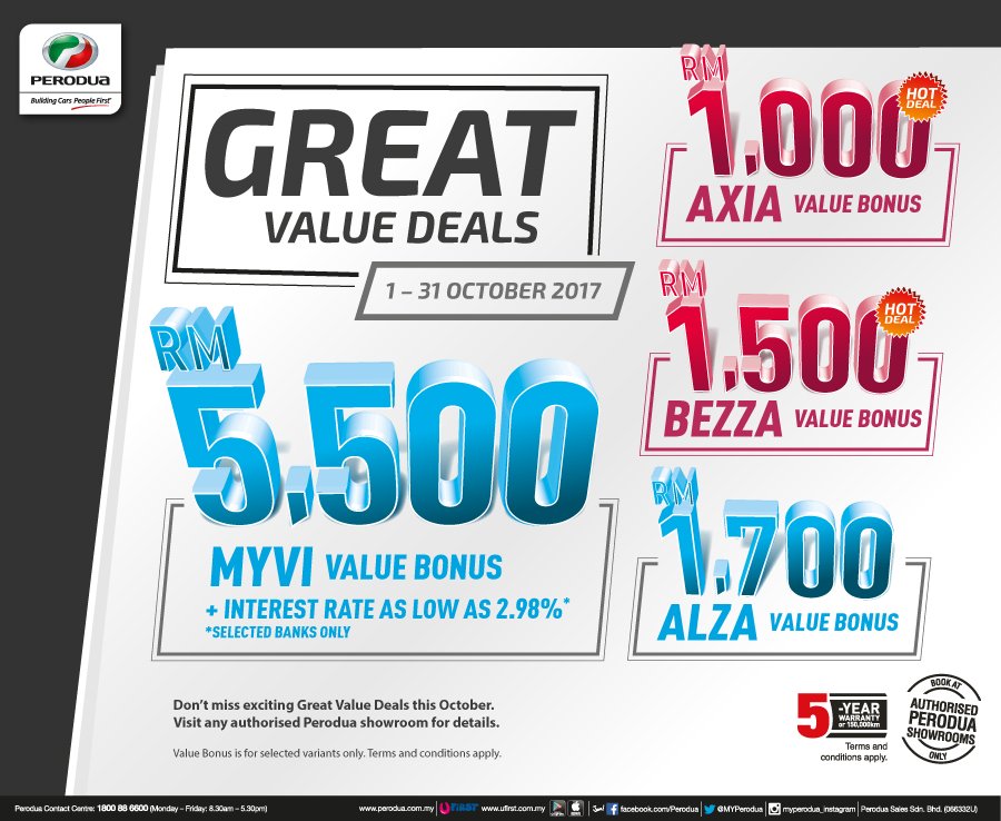 Great Value Deals 1 – 31 October 2017